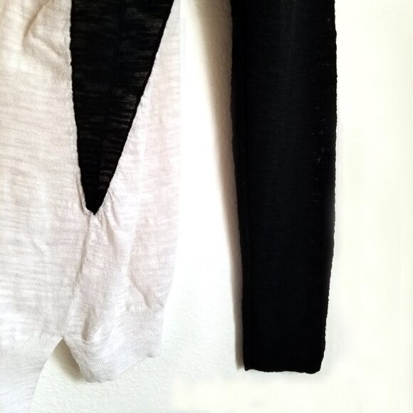 Rebecca Taylor knit pullover sweater top size M black and white Split hem - Picture 3 of 13